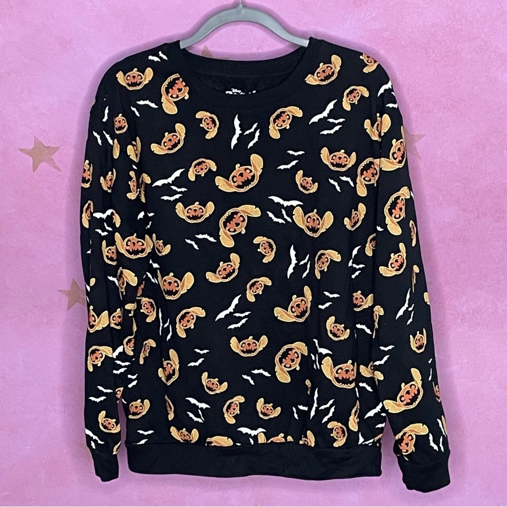 Disney's Stitch Halloween Sweatshirt Women’s XXL Pumpkins Bats Spooky Fall